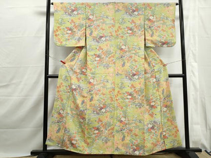平和屋着物■上質な小紋　孔雀花文　金彩　正絹　逸品　DABJ0047qa