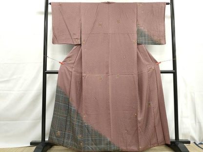 平和屋着物■訪問着　草花文　籠目　暈し染め　金彩　正絹　逸品　DABJ0051qa
