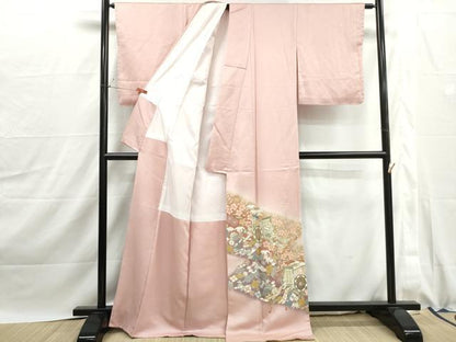 平和屋着物■豪華色留袖　御所車花文　宝尽くし　暈し染め　金彩　正絹　逸品　DABJ0052qa