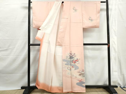 平和屋着物■訪問着　友禅　風景花文　松竹梅　暈し染め　松坂屋扱い　正絹　逸品　DABJ0054qa