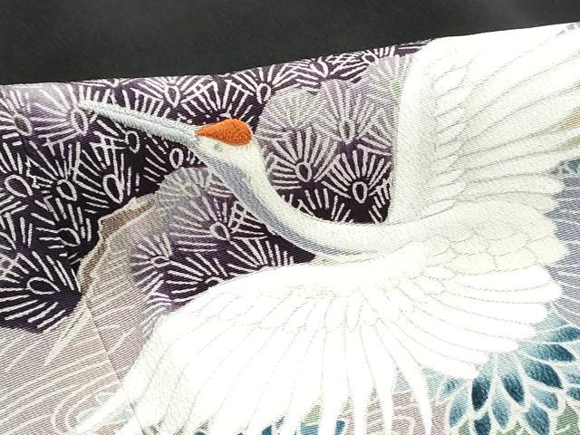 平和屋着物■豪華黒留袖　刺繍　群鶴風景花文　松竹梅　正絹　逸品　DABJ0056qa