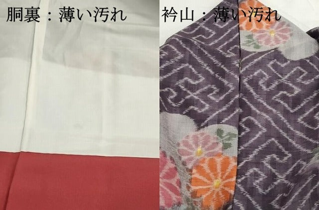 平和屋着物■上質な紬　紗綾形菊文　正絹　逸品　DABJ0058qa