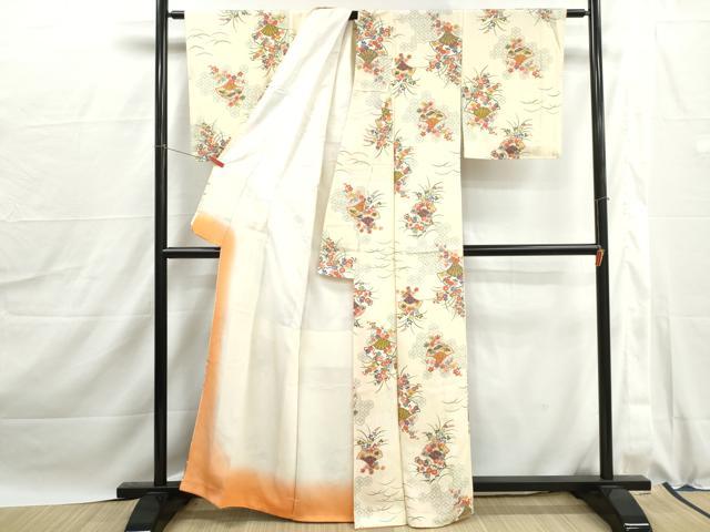平和屋着物■上質な小紋　亀甲花青海波　金彩　正絹　逸品　DABJ0059qa
