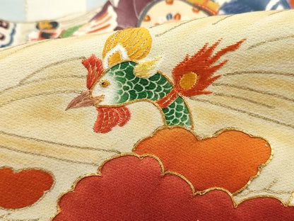 平和屋着物■豪華黒留袖　駒刺繍　人物風景文　金彩　ロング丈　正絹　逸品　DABJ0067qa
