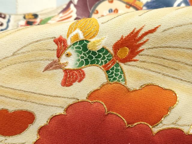 平和屋着物■豪華黒留袖　駒刺繍　人物風景文　金彩　ロング丈　正絹　逸品　DABJ0067qa