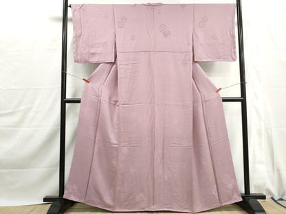 平和屋着物■上質な色無地　亀甲花地紋　紅藤色　正絹　逸品　DABJ0069qa