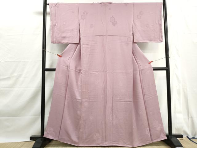 平和屋着物■上質な色無地　亀甲花地紋　紅藤色　正絹　逸品　DABJ0069qa