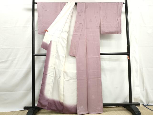 平和屋着物■上質な色無地　亀甲花地紋　紅藤色　正絹　逸品　DABJ0069qa