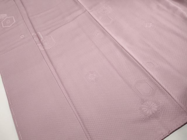 平和屋着物■上質な色無地　亀甲花地紋　紅藤色　正絹　逸品　DABJ0069qa