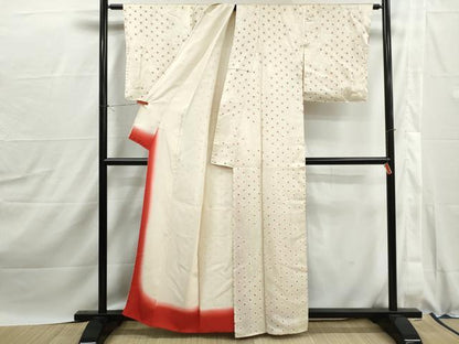平和屋着物■上質な小紋　絞り　麻の葉文　正絹　逸品　DABJ0071qa