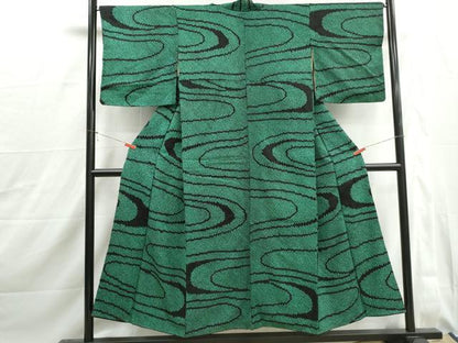 平和屋着物■上質な小紋　総絞り　流水文　正絹　逸品　DABJ0075qa