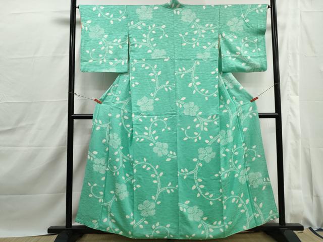平和屋着物■上質な小紋　総絞り　花唐草文　正絹　逸品　DABJ0081qa
