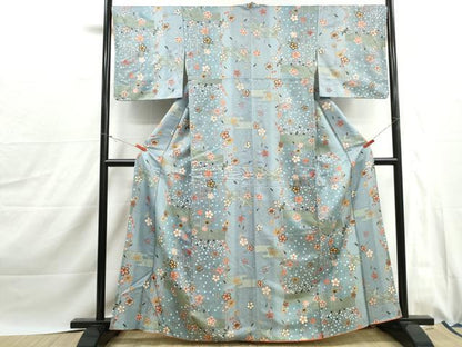 平和屋着物■上質な小紋　枝花楓文　暈し染め　金彩　正絹　逸品　DABJ0082qa