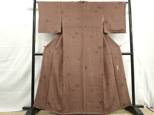 平和屋着物■重要無形文化財・伊勢手彫型本染・細合俊男　小紋　檜垣花丸文　正絹　逸品　DABJ0085qa