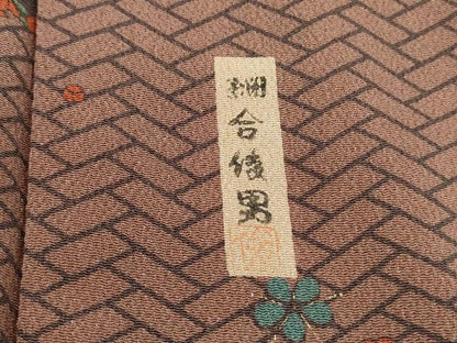 平和屋着物■重要無形文化財・伊勢手彫型本染・細合俊男　小紋　檜垣花丸文　正絹　逸品　DABJ0085qa
