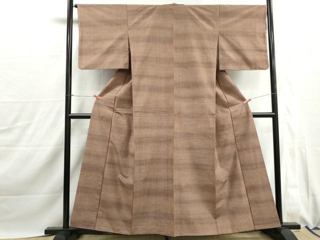 平和屋着物■上質な紬　めがね織　霞文　正絹　逸品　DABJ0093qa