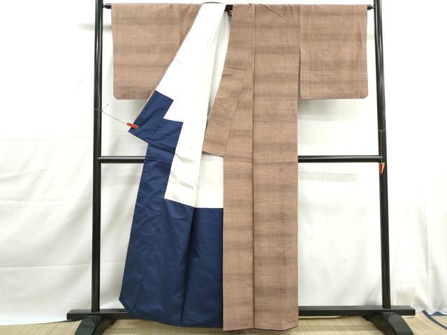 平和屋着物■上質な紬　めがね織　霞文　正絹　逸品　DABJ0093qa