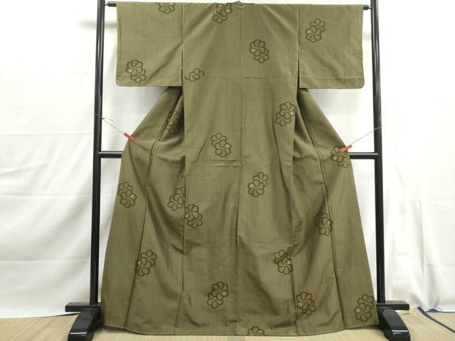 平和屋着物■上質な紬　舞花文　正絹　逸品　DABJ0095qa