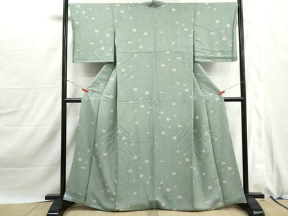 平和屋着物■上質な小紋　舞笹花文　正絹　逸品　DABJ0096qa