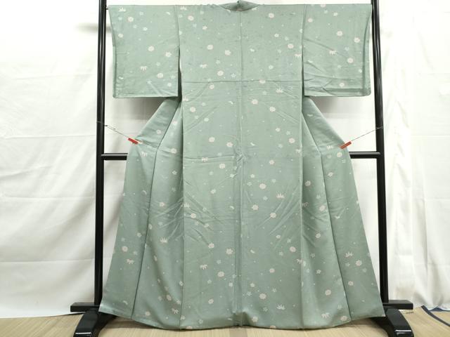 平和屋着物■上質な小紋　舞笹花文　正絹　逸品　DABJ0096qa