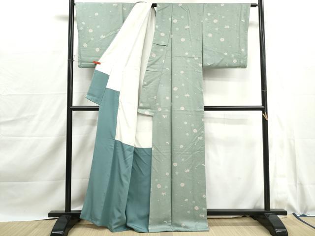 平和屋着物■上質な小紋　舞笹花文　正絹　逸品　DABJ0096qa