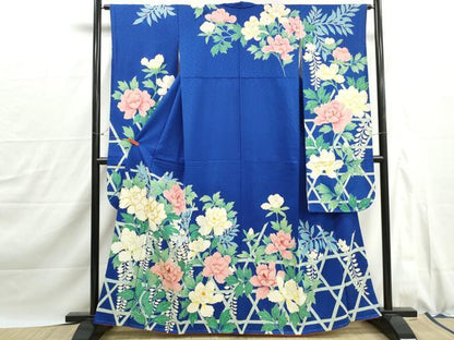 平和屋着物■豪華振袖　駒刺繍　草花文　牡丹　金彩　正絹　逸品　DABJ0097qa