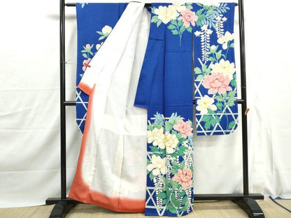 平和屋着物■豪華振袖　駒刺繍　草花文　牡丹　金彩　正絹　逸品　DABJ0097qa