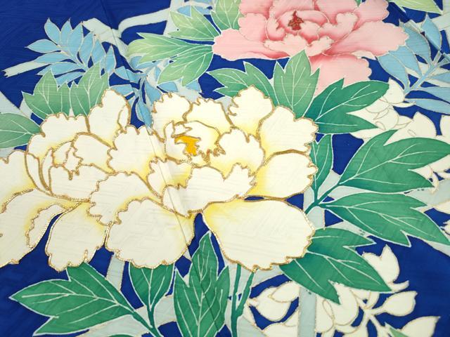 平和屋着物■豪華振袖　駒刺繍　草花文　牡丹　金彩　正絹　逸品　DABJ0097qa