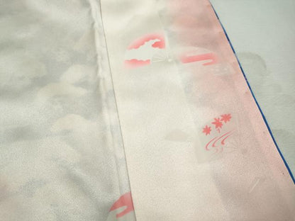 平和屋着物■豪華振袖　駒刺繍　人物御所車花文　群鶴　暈し染め　金銀彩　正絹　逸品　DABJ0100qa