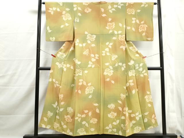 平和屋着物■上質な小紋　枝花文　暈し染め　正絹　逸品　DABJ0109qa