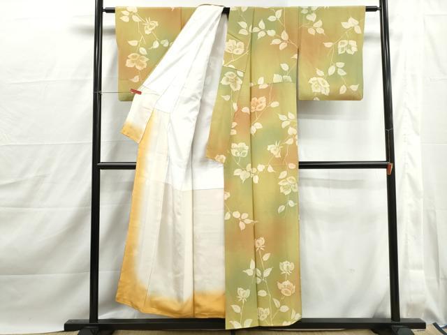 平和屋着物■上質な小紋　枝花文　暈し染め　正絹　逸品　DABJ0109qa