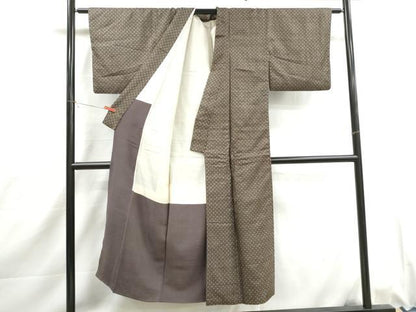 平和屋着物■上質な紬　幾何学文　正絹　逸品　DABJ0118qa