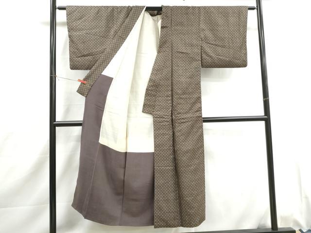 平和屋着物■上質な紬　幾何学文　正絹　逸品　DABJ0118qa
