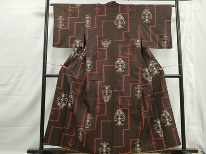 平和屋着物■上質な紬　抽象花文　正絹　逸品　DABJ0119qa