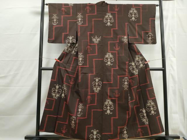 平和屋着物■上質な紬　抽象花文　正絹　逸品　DABJ0119qa