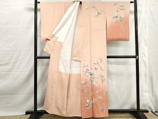 平和屋着物■訪問着　友禅　作家物　枝花文　暈し染め　正絹　逸品　DABJ0124qa