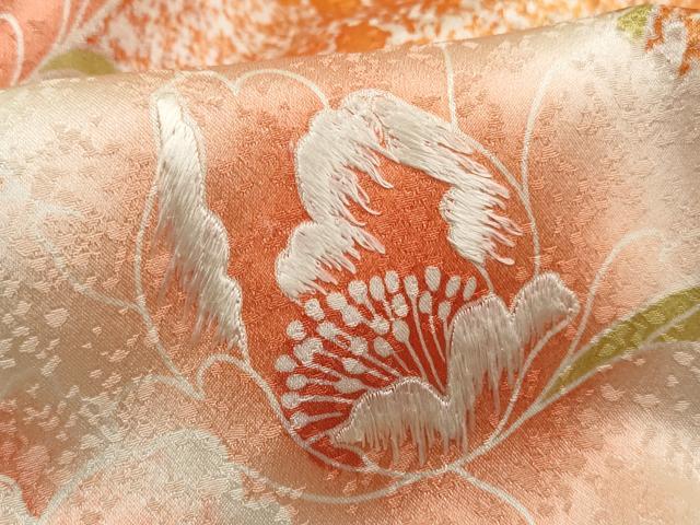 平和屋着物■訪問着　刺繍　霞牡丹文　正絹　逸品　DABJ0125qa