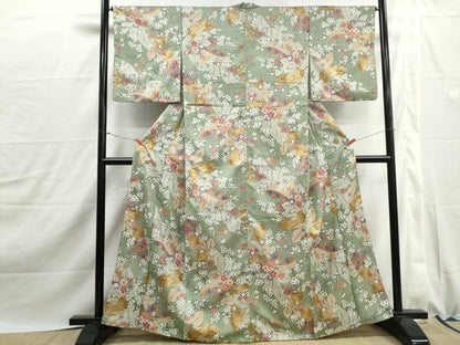 平和屋着物■小紋　舞花文　金彩　洗える着物　DABJ0134qa