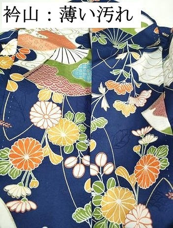 平和屋着物■振袖　扇面花尽くし文　金彩　洗える着物　DABJ0135qa