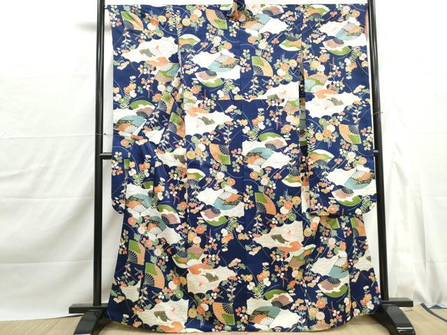 平和屋着物■振袖　扇面花尽くし文　金彩　洗える着物　DABJ0135qa