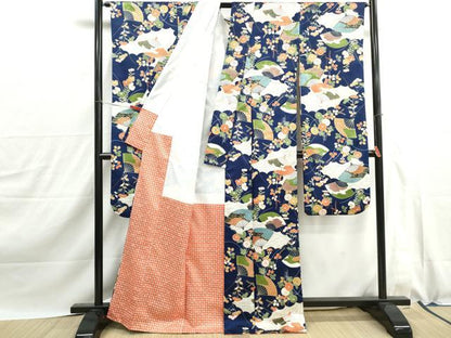 平和屋着物■振袖　扇面花尽くし文　金彩　洗える着物　DABJ0135qa
