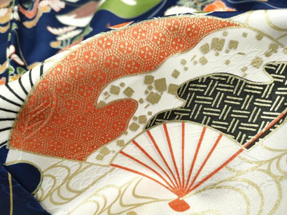平和屋着物■振袖　扇面花尽くし文　金彩　洗える着物　DABJ0135qa