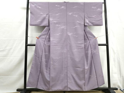 平和屋着物■色無地　霞地紋　浅紫色　洗える着物　DABJ0137qa