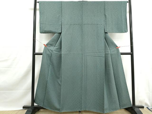 平和屋着物■小紋　格子文　鹿の子　洗える着物　DABJ0142qa