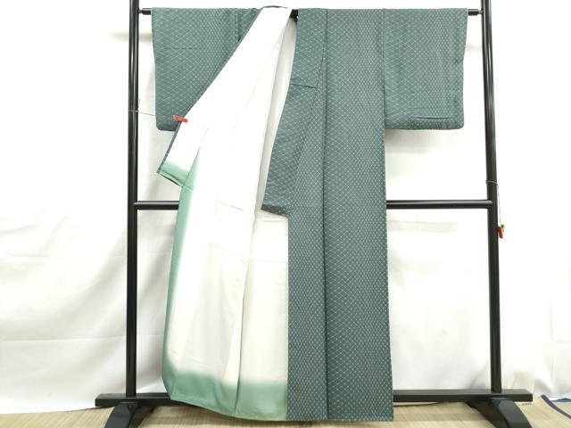 平和屋着物■小紋　格子文　鹿の子　洗える着物　DABJ0142qa