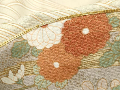 平和屋着物■豪華色留袖　駒刺繍　渡橋扇面群鶴花文　金彩　正絹　逸品　DABJ0146qa