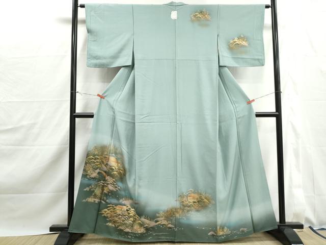 平和屋着物■訪問着　風景樹林文　暈し染め　金彩　正絹　逸品　DABJ0147qa