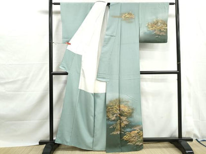 平和屋着物■訪問着　風景樹林文　暈し染め　金彩　正絹　逸品　DABJ0147qa