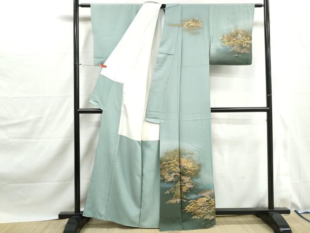 平和屋着物■訪問着　風景樹林文　暈し染め　金彩　正絹　逸品　DABJ0147qa