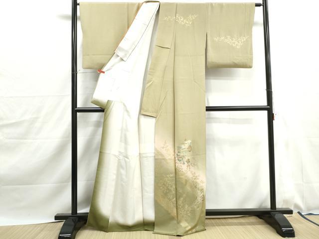 平和屋着物■訪問着　御所車花文　暈し染め　金銀彩　正絹　逸品　DABJ0150qa